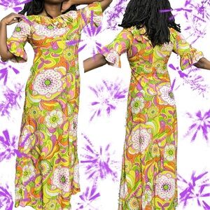 Vintage Pattern Maxi Dress